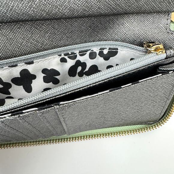 Rebecca Minkoff Womens Wristlet Wallet Zip Around Goldtone Pastel Mint Green - Picture 6 of 9